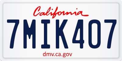 CA license plate 7MIK407