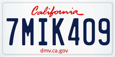 CA license plate 7MIK409