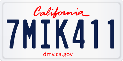 CA license plate 7MIK411