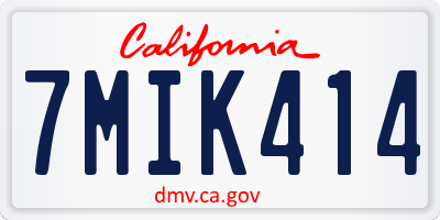 CA license plate 7MIK414