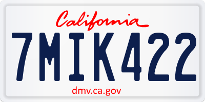 CA license plate 7MIK422