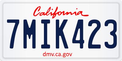 CA license plate 7MIK423