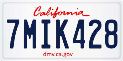 CA license plate 7MIK428