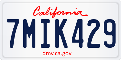 CA license plate 7MIK429