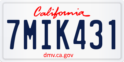 CA license plate 7MIK431