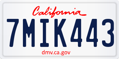 CA license plate 7MIK443