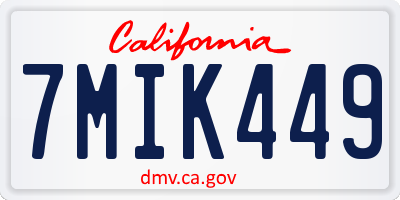 CA license plate 7MIK449
