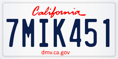 CA license plate 7MIK451