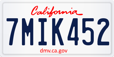 CA license plate 7MIK452