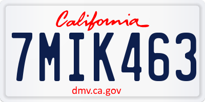 CA license plate 7MIK463