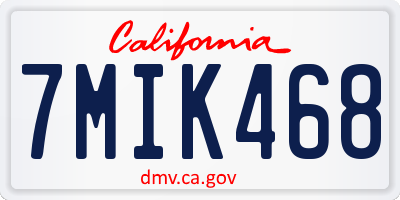CA license plate 7MIK468