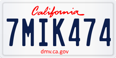 CA license plate 7MIK474