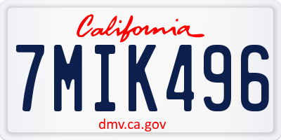 CA license plate 7MIK496