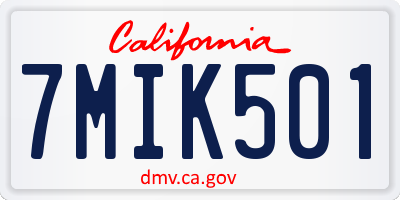 CA license plate 7MIK501