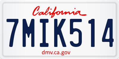 CA license plate 7MIK514