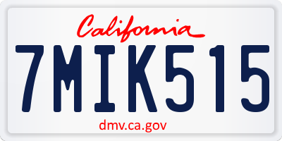 CA license plate 7MIK515