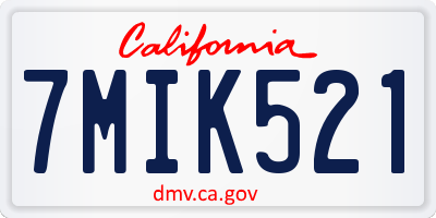 CA license plate 7MIK521