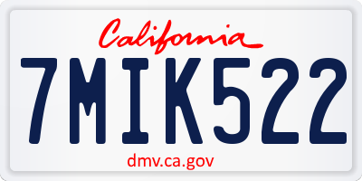 CA license plate 7MIK522