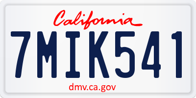CA license plate 7MIK541