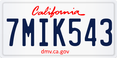 CA license plate 7MIK543