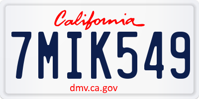 CA license plate 7MIK549