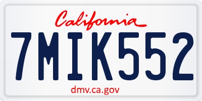 CA license plate 7MIK552