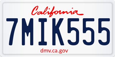 CA license plate 7MIK555