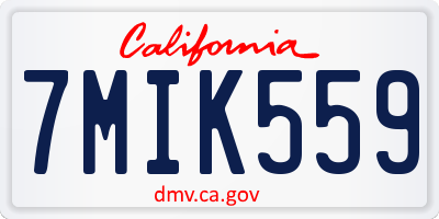 CA license plate 7MIK559