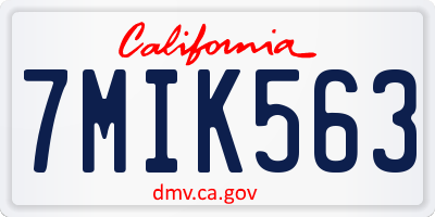 CA license plate 7MIK563