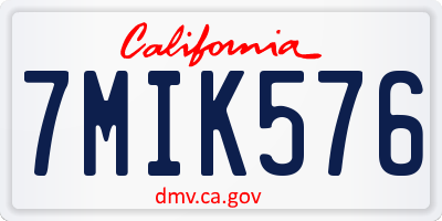 CA license plate 7MIK576