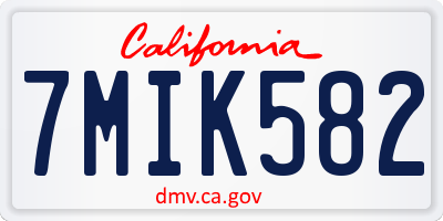 CA license plate 7MIK582