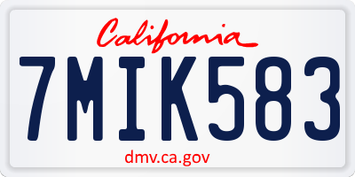 CA license plate 7MIK583