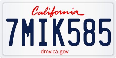 CA license plate 7MIK585