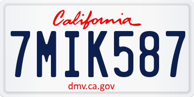 CA license plate 7MIK587