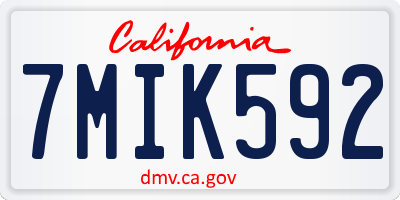 CA license plate 7MIK592