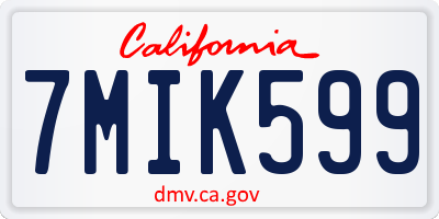 CA license plate 7MIK599