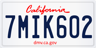 CA license plate 7MIK602