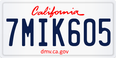 CA license plate 7MIK605