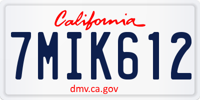 CA license plate 7MIK612
