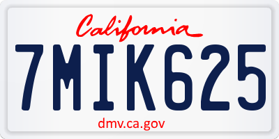 CA license plate 7MIK625