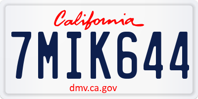 CA license plate 7MIK644