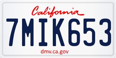 CA license plate 7MIK653