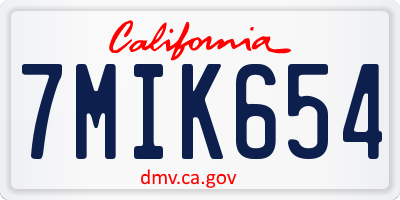CA license plate 7MIK654