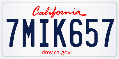 CA license plate 7MIK657