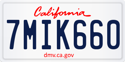 CA license plate 7MIK660