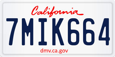 CA license plate 7MIK664