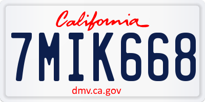 CA license plate 7MIK668