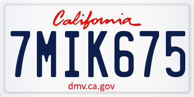 CA license plate 7MIK675