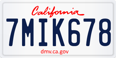 CA license plate 7MIK678