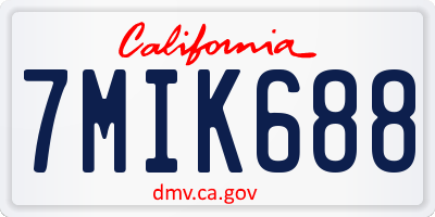 CA license plate 7MIK688